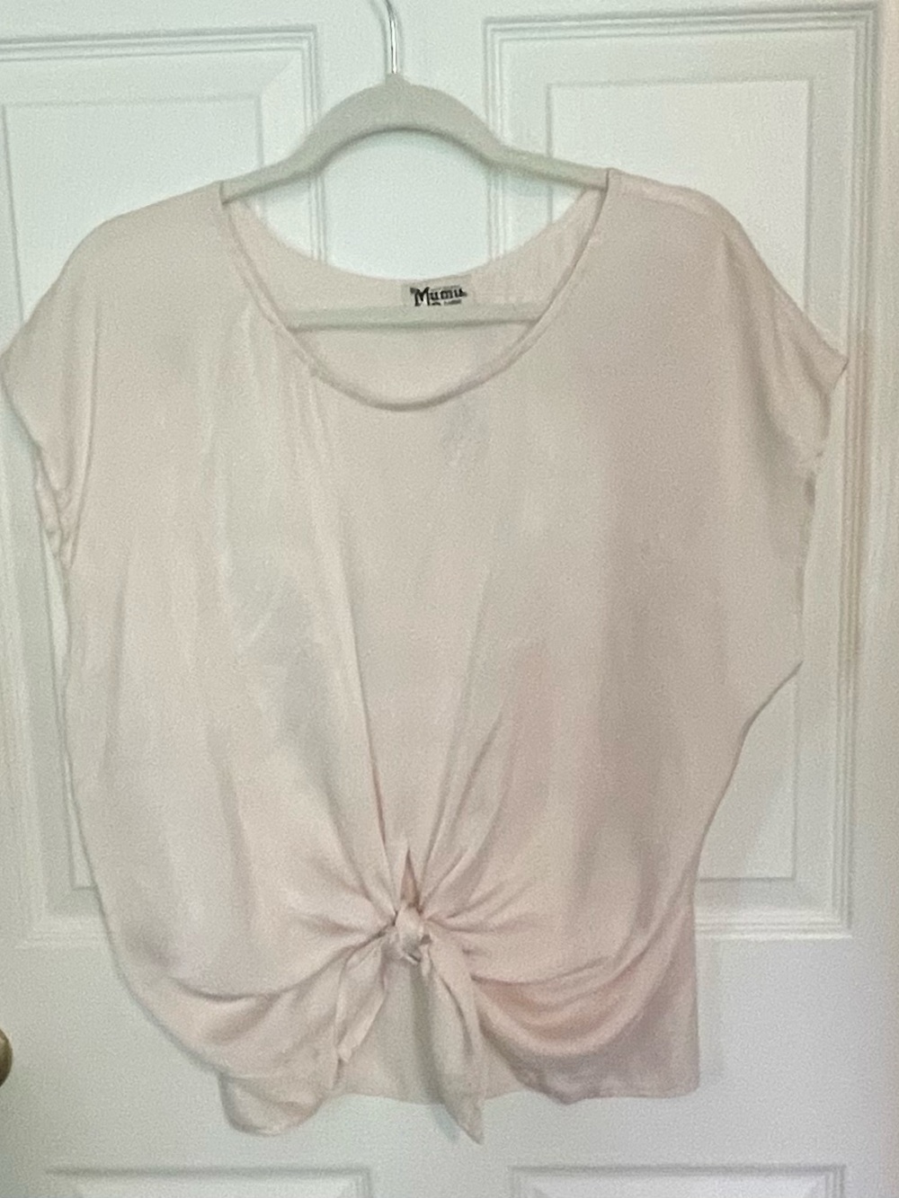 Show Me Your MuMu Ivory Tie-Front Silky Blouse